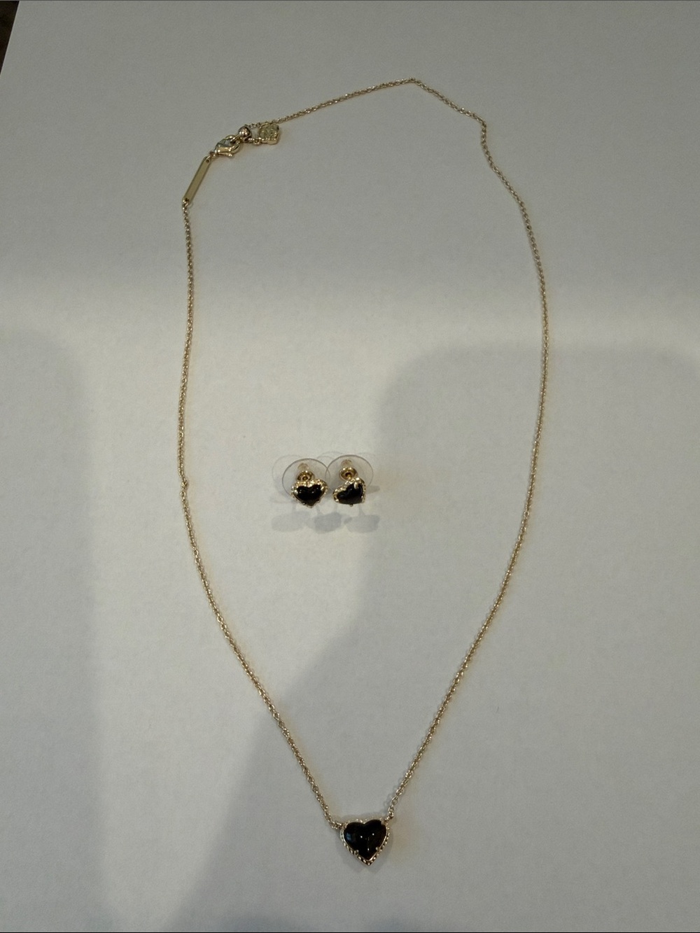 Kendra Scott Gold and Black Heart Necklace and Earring Set